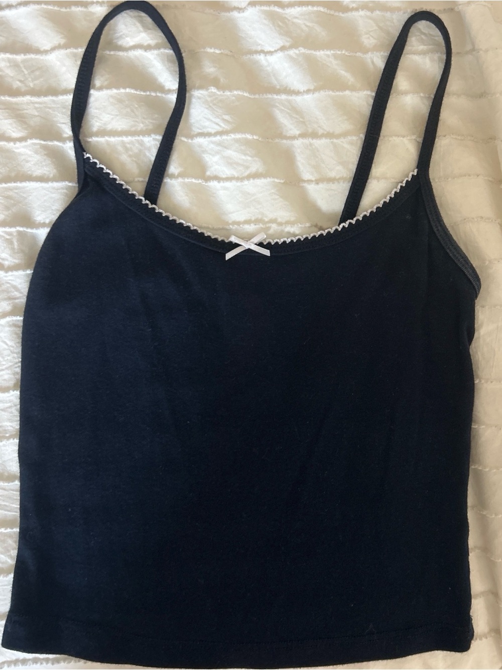 Garage Navy Tank Cami with White Trim and Bow